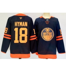 Men Edmonton Oilers 18 Zach Hyman Navy 2024 25 Stitched Jersey Men Edmonton Oilers 18 Zach Hyman Navy 2024 25 Stitched Jersey