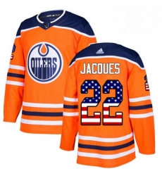 Mens Adidas Edmonton Oilers 22 Jean Francois Jacques Authentic Orange USA Flag Fashion NHL Jersey Mens Adidas Edmonton Oilers 22 Jean Francois Jacques Authentic Orange USA Flag Fashion NHL Jersey