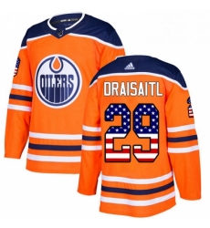 Mens Adidas Edmonton Oilers 29 Leon Draisaitl Authentic Orange USA Flag Fashion NHL Jersey Mens Adidas Edmonton Oilers 29 Leon Draisaitl Authentic Orange USA Flag Fashion NHL Jersey