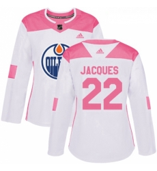 Womens Adidas Edmonton Oilers 22 Jean Francois Jacques Authentic WhitePink Fashion NHL Jersey Womens Adidas Edmonton Oilers 22 Jean Francois Jacques Authentic WhitePink Fashion NHL Jersey