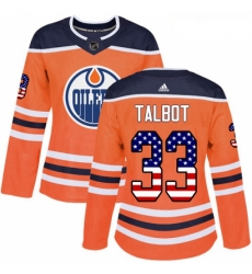 Womens Adidas Edmonton Oilers 33 Cam Talbot Authentic Orange USA Flag Fashion NHL Jersey Womens Adidas Edmonton Oilers 33 Cam Talbot Authentic Orange USA Flag Fashion NHL Jersey