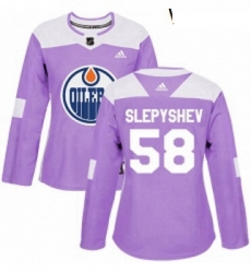 Womens Adidas Edmonton Oilers 58 Anton Slepyshev Authentic Purple Fights Cancer Practice NHL Jersey Womens Adidas Edmonton Oilers 58 Anton Slepyshev Authentic Purple Fights Cancer Practice NHL Jersey