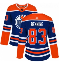 Womens Adidas Edmonton Oilers 83 Matt Benning Authentic Royal Blue Alternate NHL Jersey Womens Adidas Edmonton Oilers 83 Matt Benning Authentic Royal Blue Alternate NHL Jersey