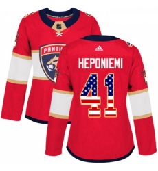 Womens Adidas Florida Panthers 41 Aleksi Heponiemi Authentic Red USA Flag Fashion NHL Jersey Womens Adidas Florida Panthers 41 Aleksi Heponiemi Authentic Red USA Flag Fashion NHL Jersey