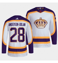 Men Los Angeles Kings 28 Jaret Anderson Dolan White 2022 Reverse Retro Stitched Jersey Men Los Angeles Kings 28 Jaret Anderson Dolan White 2022 Reverse Retro Stitched Jersey