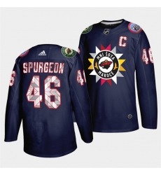 Men Minnesota Wild 46 Jared Spurgeon 2021 22 Navy Native American Heritage Day Stitched Jersey Men Minnesota Wild 46 Jared Spurgeon 2021 22 Navy Native American Heritage Day Stitched Jersey