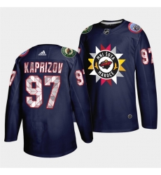Men Minnesota Wild 97 Kirill Kaprizov 2021 22 Navy Native American Heritage Day Stitched Jersey Men Minnesota Wild 97 Kirill Kaprizov 2021 22 Navy Native American Heritage Day Stitched Jersey