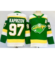Men Minnesota Wild 97 Kirill Kaprizov Green 2024 25 Alternate With A Patch Stitched Hockey Jersey Men Minnesota Wild 97 Kirill Kaprizov Green 2024 25 Alternate With A Patch Stitched Hockey Jersey