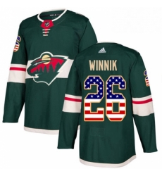 Mens Adidas Minnesota Wild 26 Daniel Winnik Authentic Green USA Flag Fashion NHL Jersey Mens Adidas Minnesota Wild 26 Daniel Winnik Authentic Green USA Flag Fashion NHL Jersey