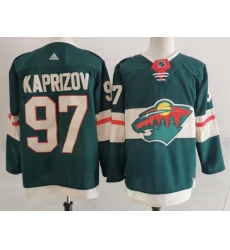 Men's Minnesota Wild #97 Kirill Kaprizov Green Stitched Jersey Men's Minnesota Wild #97 Kirill Kaprizov Green Stitched Jersey