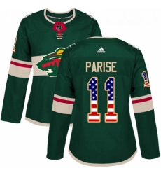 Womens Adidas Minnesota Wild 11 Zach Parise Authentic Green USA Flag Fashion NHL Jersey Womens Adidas Minnesota Wild 11 Zach Parise Authentic Green USA Flag Fashion NHL Jersey