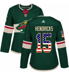 Womens Adidas Minnesota Wild 15 Matt Hendricks Authentic Green USA Flag Fashion NHL Jersey Womens Adidas Minnesota Wild 15 Matt Hendricks Authentic Green USA Flag Fashion NHL Jersey