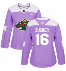 Womens Adidas Minnesota Wild 16 Jason Zucker Authentic Purple Fights Cancer Practice NHL Jersey Womens Adidas Minnesota Wild 16 Jason Zucker Authentic Purple Fights Cancer Practice NHL Jersey