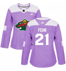 Womens Adidas Minnesota Wild 21 Eric Fehr Authentic Purple Fights Cancer Practice NHL Jersey Womens Adidas Minnesota Wild 21 Eric Fehr Authentic Purple Fights Cancer Practice NHL Jersey