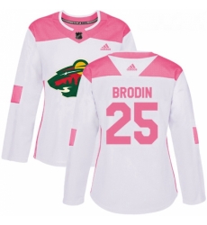 Womens Adidas Minnesota Wild 25 Jonas Brodin Authentic WhitePink Fashion NHL Jersey Womens Adidas Minnesota Wild 25 Jonas Brodin Authentic WhitePink Fashion NHL Jersey