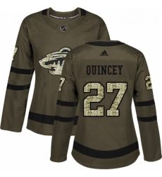 Womens Adidas Minnesota Wild 27 Kyle Quincey Authentic Green Salute to Service NHL Jersey Womens Adidas Minnesota Wild 27 Kyle Quincey Authentic Green Salute to Service NHL Jersey
