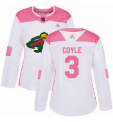 Womens Adidas Minnesota Wild 3 Charlie Coyle Authentic WhitePink Fashion NHL Jersey Womens Adidas Minnesota Wild 3 Charlie Coyle Authentic WhitePink Fashion NHL Jersey