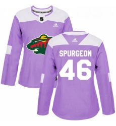 Womens Adidas Minnesota Wild 46 Jared Spurgeon Authentic Purple Fights Cancer Practice NHL Jersey Womens Adidas Minnesota Wild 46 Jared Spurgeon Authentic Purple Fights Cancer Practice NHL Jersey
