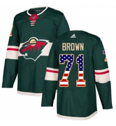 Youth Adidas Minnesota Wild 71 J T Brown Authentic Green USA Flag Fashion NHL Jerse Youth Adidas Minnesota Wild 71 J T Brown Authentic Green USA Flag Fashion NHL Jerse