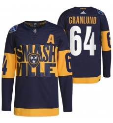 Men Nashville Predators 64 Mikael Granlund 2022 Navy Stadium Series Breakaway Player Stitched Jersey Men Nashville Predators 64 Mikael Granlund 2022 Navy Stadium Series Breakaway Player Stitched Jersey