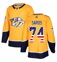 Mens Adidas Nashville Predators 74 Juuse Saros Authentic Gold USA Flag Fashion NHL Jersey Mens Adidas Nashville Predators 74 Juuse Saros Authentic Gold USA Flag Fashion NHL Jersey