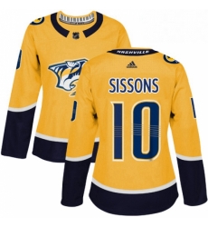 Womens Adidas Nashville Predators 10 Colton Sissons Authentic Gold Home NHL Jersey Womens Adidas Nashville Predators 10 Colton Sissons Authentic Gold Home NHL Jersey