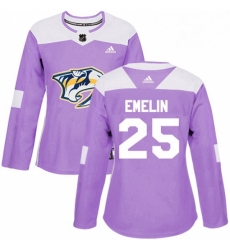 Womens Adidas Nashville Predators 25 Alexei Emelin Authentic Purple Fights Cancer Practice NHL Jersey Womens Adidas Nashville Predators 25 Alexei Emelin Authentic Purple Fights Cancer Practice NHL Jersey