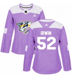 Womens Adidas Nashville Predators 52 Matt Irwin Authentic Purple Fights Cancer Practice NHL Jersey Womens Adidas Nashville Predators 52 Matt Irwin Authentic Purple Fights Cancer Practice NHL Jersey