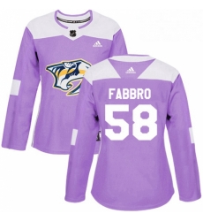 Womens Adidas Nashville Predators 58 Dante Fabbro Authentic Purple Fights Cancer Practice NHL Jersey Womens Adidas Nashville Predators 58 Dante Fabbro Authentic Purple Fights Cancer Practice NHL Jersey