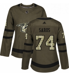 Womens Adidas Nashville Predators 74 Juuse Saros Authentic Green Salute to Service NHL Jersey Womens Adidas Nashville Predators 74 Juuse Saros Authentic Green Salute to Service NHL Jersey