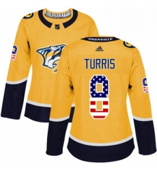 Womens Adidas Nashville Predators 8 Kyle Turris Authentic Gold USA Flag Fashion NHL Jersey Womens Adidas Nashville Predators 8 Kyle Turris Authentic Gold USA Flag Fashion NHL Jersey