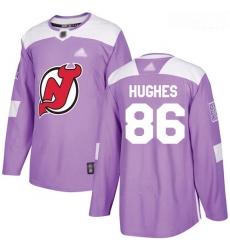 Devils #86 Jack Hughes Purple Authentic Fights Cancer Stitched Hockey Jersey Devils #86 Jack Hughes Purple Authentic Fights Cancer Stitched Hockey Jersey
