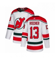 Mens Adidas New Jersey Devils 13 Nico Hischier Premier White Alternate NHL Jersey Mens Adidas New Jersey Devils 13 Nico Hischier Premier White Alternate NHL Jersey