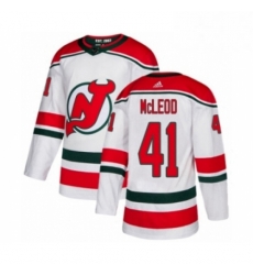 Mens Adidas New Jersey Devils 41 Michael McLeod Authentic White Alternate NHL Jersey Mens Adidas New Jersey Devils 41 Michael McLeod Authentic White Alternate NHL Jersey