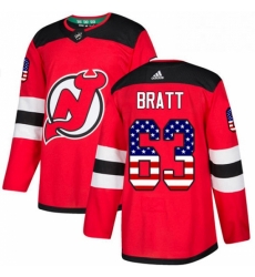 Mens Adidas New Jersey Devils 63 Jesper Bratt Authentic Red USA Flag Fashion NHL Jersey Mens Adidas New Jersey Devils 63 Jesper Bratt Authentic Red USA Flag Fashion NHL Jersey