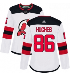 Devils #86 Jack Hughes White Road Authentic Women Stitched Hockey Jersey Devils #86 Jack Hughes White Road Authentic Women Stitched Hockey Jersey