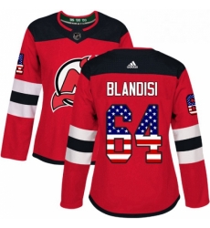 Womens Adidas New Jersey Devils 64 Joseph Blandisi Authentic Red USA Flag Fashion NHL Jersey Womens Adidas New Jersey Devils 64 Joseph Blandisi Authentic Red USA Flag Fashion NHL Jersey