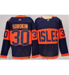 Men's New York Islanders #30 Ilya Sorokin Navy 2024 With Stadium Series Patch Stitched Jersey Men's New York Islanders #30 Ilya Sorokin Navy 2024 With Stadium Series Patch Stitched Jersey