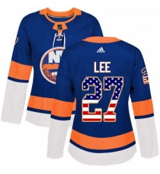 Womens Adidas New York Islanders 27 Anders Lee Authentic Royal Blue USA Flag Fashion NHL Jersey Womens Adidas New York Islanders 27 Anders Lee Authentic Royal Blue USA Flag Fashion NHL Jersey