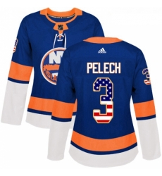 Womens Adidas New York Islanders 3 Adam Pelech Authentic Royal Blue USA Flag Fashion NHL Jersey Womens Adidas New York Islanders 3 Adam Pelech Authentic Royal Blue USA Flag Fashion NHL Jersey