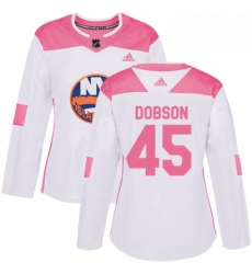 Womens Adidas New York Islanders 45 Noah Dobson Authentic White Pink Fashion NHL Jersey Womens Adidas New York Islanders 45 Noah Dobson Authentic White Pink Fashion NHL Jersey