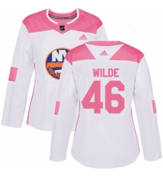 Womens Adidas New York Islanders 46 Bode Wilde Authentic White Pink Fashion NHL Jersey Womens Adidas New York Islanders 46 Bode Wilde Authentic White Pink Fashion NHL Jersey