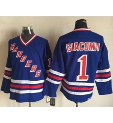 Rangers #1 Eddie Giacomin Blue CCM Heroes of Hockey Alumni Stitched NHL Jersey Rangers #1 Eddie Giacomin Blue CCM Heroes of Hockey Alumni Stitched NHL Jersey