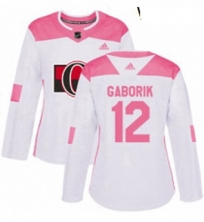 Womens Adidas Ottawa Senators 12 Marian Gaborik Authentic White Pink Fashion NHL Jersey Womens Adidas Ottawa Senators 12 Marian Gaborik Authentic White Pink Fashion NHL Jersey