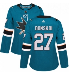 Womens Adidas San Jose Sharks 27 Joonas Donskoi Authentic Teal Green Home NHL Jersey Womens Adidas San Jose Sharks 27 Joonas Donskoi Authentic Teal Green Home NHL Jersey
