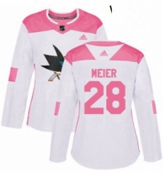 Womens Adidas San Jose Sharks 28 Timo Meier Authentic WhitePink Fashion NHL Jersey Womens Adidas San Jose Sharks 28 Timo Meier Authentic WhitePink Fashion NHL Jersey