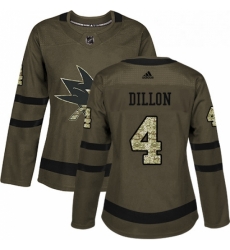 Womens Adidas San Jose Sharks 4 Brenden Dillon Authentic Green Salute to Service NHL Jersey Womens Adidas San Jose Sharks 4 Brenden Dillon Authentic Green Salute to Service NHL Jersey