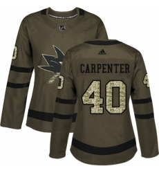 Womens Adidas San Jose Sharks 40 Ryan Carpenter Authentic Green Salute to Service NHL Jersey Womens Adidas San Jose Sharks 40 Ryan Carpenter Authentic Green Salute to Service NHL Jersey
