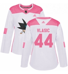 Womens Adidas San Jose Sharks 44 Marc Edouard Vlasic Authentic WhitePink Fashion NHL Jersey Womens Adidas San Jose Sharks 44 Marc Edouard Vlasic Authentic WhitePink Fashion NHL Jersey