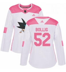 Womens Adidas San Jose Sharks 52 Brandon Bollig Authentic WhitePink Fashion NHL Jersey Womens Adidas San Jose Sharks 52 Brandon Bollig Authentic WhitePink Fashion NHL Jersey
